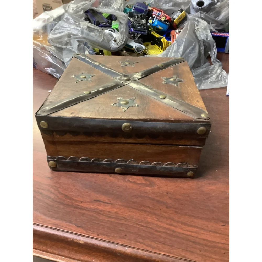 Vintage decorative wooden box Handmade wooden keepsake stars Rustic Cottage